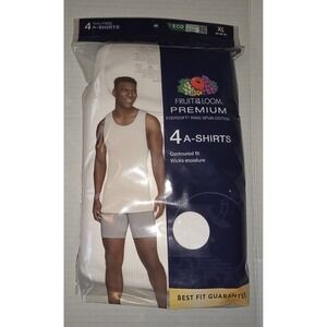 Fruit Of The Loom Men's‎ Under Shirt XL White Cotton Tank Top A  Ribbed 4 Pack